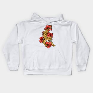 Jaguar With Jungle Flowers Kids Hoodie